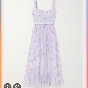 Self-Portrait Lilac Pleated Floral Midi Dress